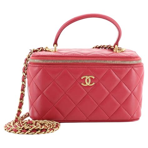 chanel small vanity with chain white|chanel top handle vanity case.